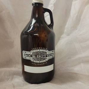 VTG 90s ROCK BOTTOM Brewery Restaurant Long Beach, CA 64oz Beer Jug Retired